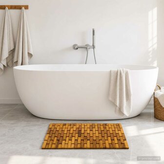 Badmatten 2 st Naturel 44 x 60 cm Massief Acaciahout 1