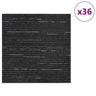 Tapijttegel Gestreept Zwart 50 x 50 cm 36 st PP en Bitumen 3