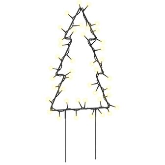 Kerstverlichting kerstboom 3 st met grondpinnen 50 LED&amp;apos;s 30 cm 2