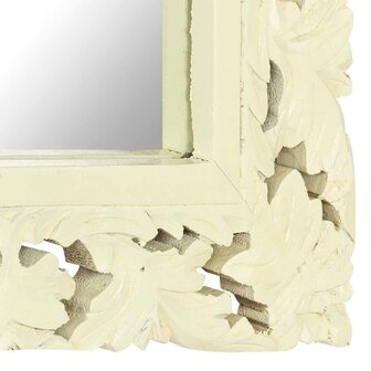 Spiegel handgesneden 80x50 cm massief mangohout wit 4