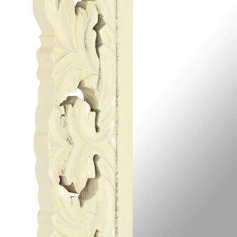 Spiegel handgesneden 80x50 cm massief mangohout wit 5