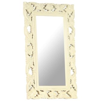 Spiegel handgesneden 80x50 cm massief mangohout wit 7