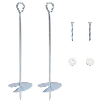 Aardeankers 2 st &Oslash;10 x 40 cm Gegalvaniseerd metaal zilver 2