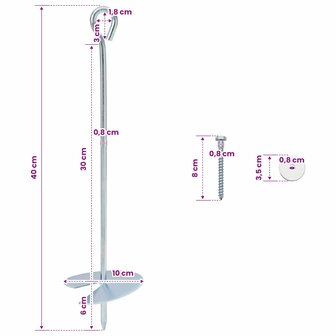 Aardeankers 2 st &Oslash;10 x 40 cm Gegalvaniseerd metaal zilver 6