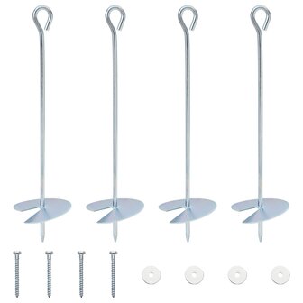 Aardeankers 4 st &Oslash;10 x 40 cm Gegalvaniseerd metaal zilver 2