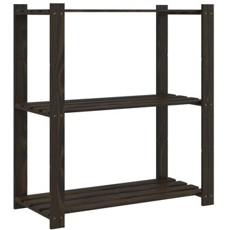 Opbergrek 3-laags 80x38x90 cm massief grenenhout zwart 2