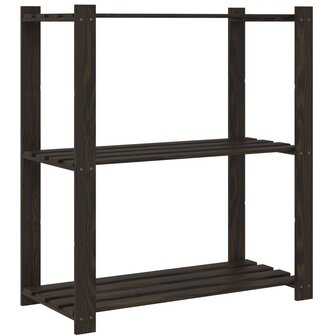 Opbergrek 3-laags 80x38x90 cm massief grenenhout zwart 5