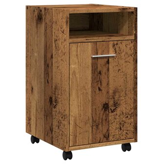 Kast met wielen 33x38x60 cm bewerkt hout oud houtkleurig 2