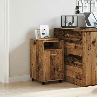 Kast met wielen 33x38x60 cm bewerkt hout oud houtkleurig 3