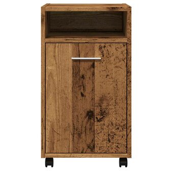 Kast met wielen 33x38x60 cm bewerkt hout oud houtkleurig 4