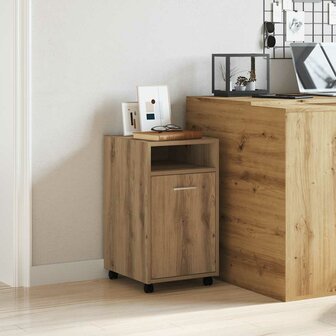 Kast met wielen 33x38x60 cm bewerkt hout artisanaal eikenkleur 1
