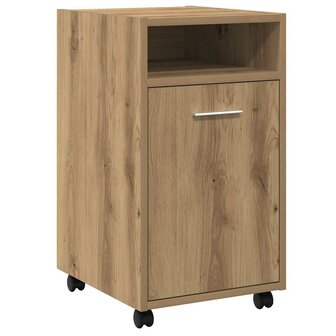 Kast met wielen 33x38x60 cm bewerkt hout artisanaal eikenkleur 2