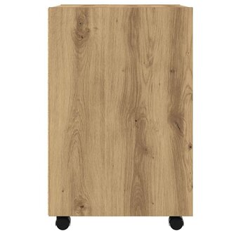 Kast met wielen 33x38x60 cm bewerkt hout artisanaal eikenkleur 5