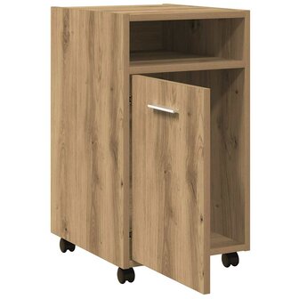 Kast met wielen 33x38x60 cm bewerkt hout artisanaal eikenkleur 7