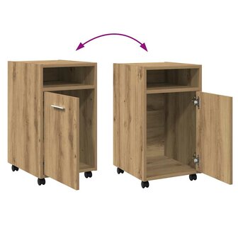 Kast met wielen 33x38x60 cm bewerkt hout artisanaal eikenkleur 8
