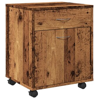 Kast verrijdbaar 45x38x54 cm bewerkt hout oud houtkleurig 2