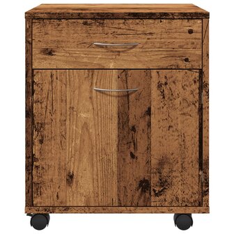 Kast verrijdbaar 45x38x54 cm bewerkt hout oud houtkleurig 5