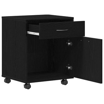 Rolling Kast 45 x 38 x 54 cm Bewerkt hout Zwart Eiken 5