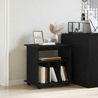 Rolling Kast 60 x 45 x 55 cm Bewerkt hout Zwart Eiken 4
