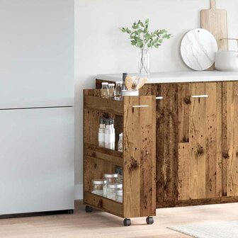 Kast met wiel Oudhout 60 x 22 x 79 cm 4