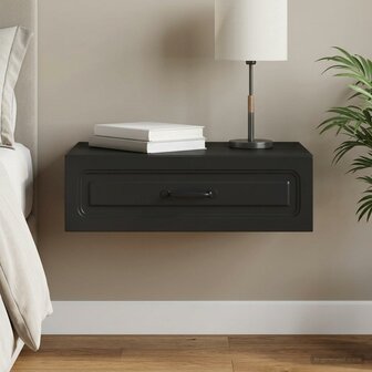 Wandmontage Zijtafel Zwart 59 x 34,5 x 17 cm Bewerkt hout 1