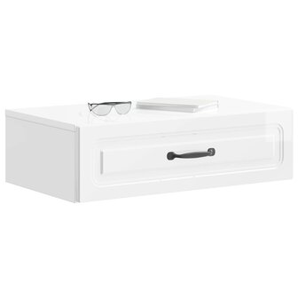 Wandmontage Zijtafel Hoogglans Wit 59 x 34,5 x 17 cm 3