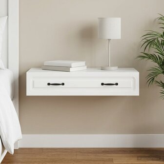 Wandmontage Zijtafel Wit 87,5 x 34,5 x 17 cm Bewerkt hout 1