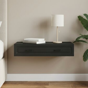 Wandmontage Zijtafel Zwart 87,5 x 34,5 x 17 cm Bewerkt hout 1