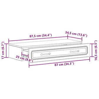 Wandmontage Zijtafel Betongrijs 87,5 x 34,5 x 17 cm 9