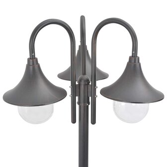 Paalverlichting tuin E27 220 cm aluminium brons 3-delig 3
