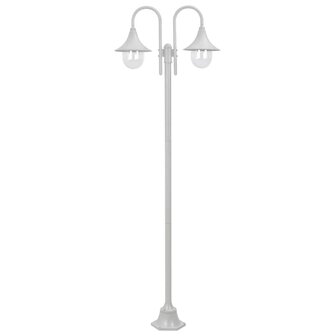 Paalverlichting tuin E27 220 cm aluminium wit 2-delig 1