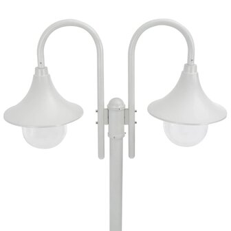 Paalverlichting tuin E27 220 cm aluminium wit 2-delig 2