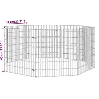Dierenverblijf 8 panelen 54x60 cm gegalvaniseerd ijzer 8