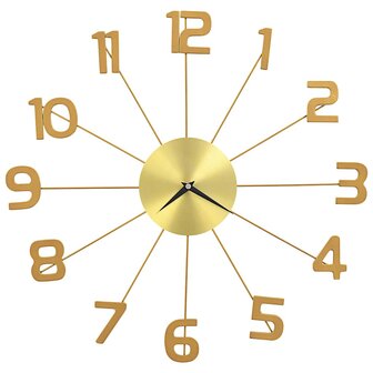 Wandklok 50 cm metaal goudkleurig	 2