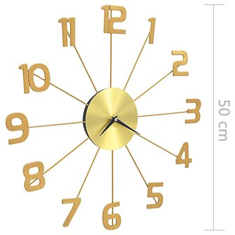 Wandklok 50 cm metaal goudkleurig	 6