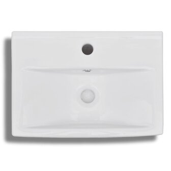 Wastafel met kraangat en overloop rechthoekig keramiek wit 4