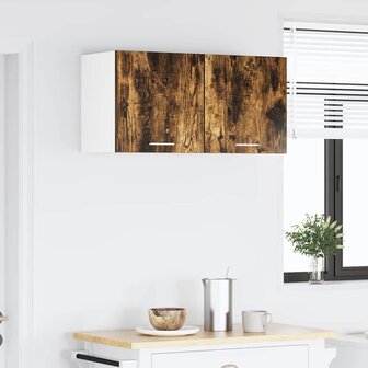 Hangkast Gerookte Eik en Wit 40 x 31 x 40 cm Bewerkt hout 4
