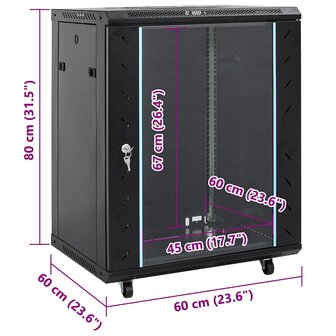 Netwerkkast met opslag Zwart 60 x 60 x 80 cm Staal 9