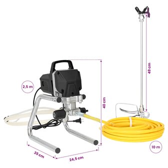 Airless Verfspuit 10 m spuitslang 220V 2L/min 227 bar Zwart 9