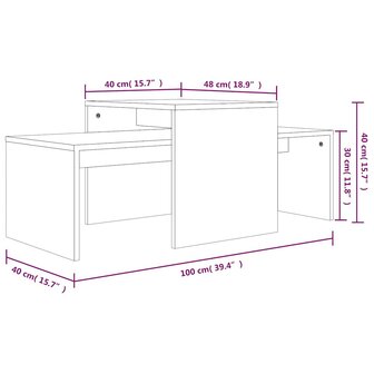 Salontafelset 100x48x40 cm bewerkt hout gerookt eikenkleurig 7