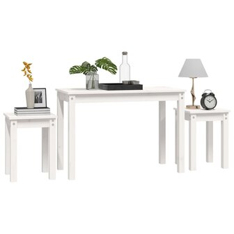 Tafeltjesset 3 st massief grenenhout wit 4