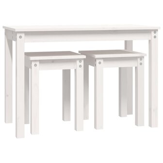 Tafeltjesset 3 st massief grenenhout wit 6