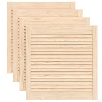 Kastdeuren met lamellen 4 st 61,5x59,4 cm massief grenenhout 2