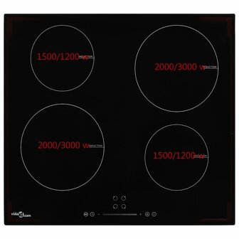 Inductiekookplaat met 4 kookzones aanraakbediening 7000 W glas 2