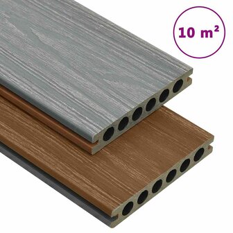 Terrasplanken met accessoires 10 m&sup2; 2,2 m HKC bruin en grijs 1