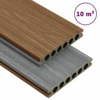 Terrasplanken met accessoires 10 m&sup2; 4 m HKC bruin en grijs 1