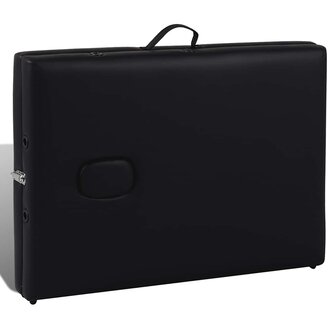 Inklapbare massagetafel 2 zones met houten frame (zwart) 5