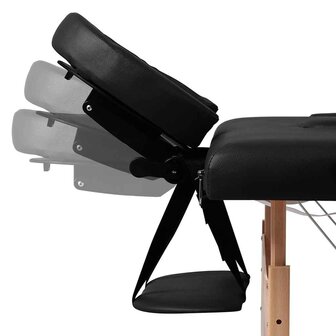Inklapbare massagetafel 2 zones met houten frame (zwart) 7