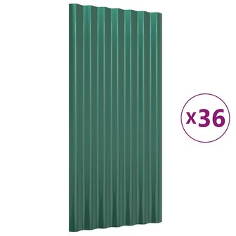 Dakpanelen 36 st 80x36 cm gegalvaniseerd staal groen 2