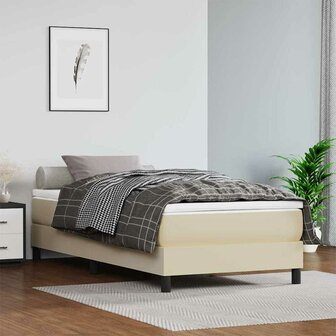 Pocketveringmatras medium 80x200x20 cm kunstleer cr&egrave;mekleurig 1